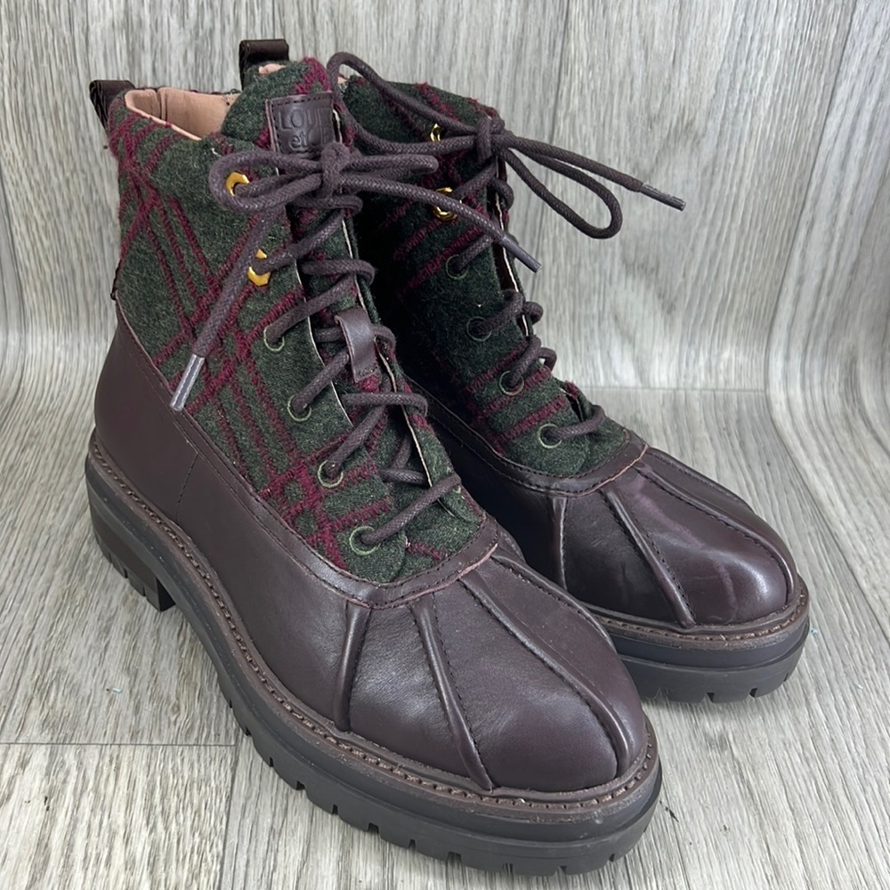 Louise et Cie "Sarni" Leather Wool Platform Ankle Duck Boots Grunge Burg…